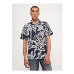 Navy Palm Tree Short Sleeve Shirt