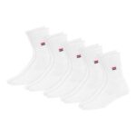NavySport Mens Cotton Trainer Crew Socks, Cushioned, 5 Pack White