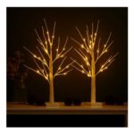 Neo Set Of 2, 60cm Pre Lit LED Birch Twig Trees, Free P&P Clubcard
