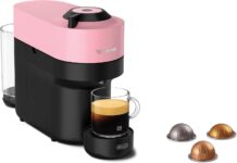 Nespresso Vertuo Pop Coffee Machine by DeLonghi, Over 40 Varieties of Pods, 6 Coffee Cup Sizes, Espresso, Cappuccino, Starter Capsule Set Included, ENV90.P, Pink