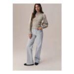 Next Light Grey Patch Pocket Wide Leg Jeans