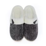 NineCiFun Womens Memory Foam Fuzzy Slippers, Indoor/Outdoor, Black UK5/6