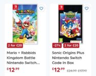 Nintendo Switch Games 2 for £20 Offer (Includes Mario Rabbids, Sonic Origins Plus, Just Dance 2023 & More) 58 Titles