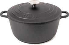 Non-Stick Aluminium Pot with Lid Sturdy Deep Dutch Oven Casserole Pot with Ergonomic Handles 4L, 24cm Oven Safe Cooking Pot by Nuovva
