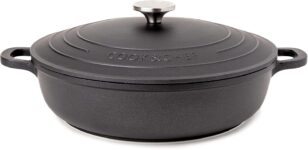 Non-Stick Aluminium Pot with Lid Sturdy Shallow Dutch Oven Casserole Pot with Ergonomic Handles 3.9L, 28cm Oven Safe Cooking Pot by Nuovva