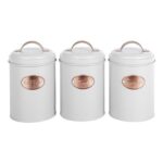 Novel Solutions round Tea, Sugar and Coffee Canisters 3pc Set