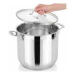 NutriChef 15-Qt Stainless Steel Stock Pot with Glass Lid