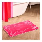 OHS Bow Print Velvet Bath Mat – Hot Pink