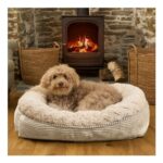 OHS Faux Fur Ribbed Pet Bed – Cream Extra Large