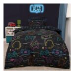 OHS Gaming Print Reversible Duvet Set – Black