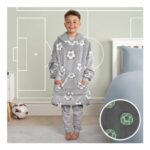 OHS Kids Glow in the Dark Football Hoodie Blanket – Grey