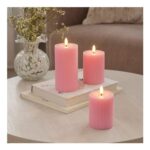 OHS LED Ribbed Candles – Dusky Pink – 3 Pack