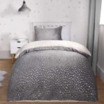 OHS Metallic Stars Fleece Duvet Set – Grey, Single