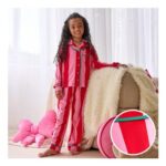 OHS Mini Me Candy Stripe Button-through Pyjama Set – Pink/Red
