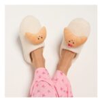 OHS Mr & Mrs Croissant Boucle Slippers – Cream
