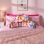 OHS Multi Bow Print Cuddle Cushion Support Cushion, Pink Soft Fleece Cuddle Cushion Ideal For Reading Gaming Watching TV On Bed Or Sofa