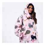 OHS Pet Prints Hoodie Blanket – Pink, Sherpa Lined