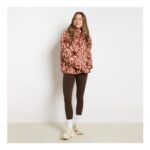 OHS Teddy Flower Print Half-Zip Fleece – Rust