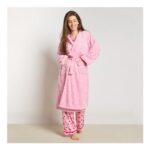 OHS Tufted Bows Fleece Dressing Gown – Pink