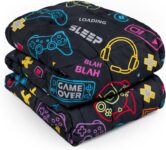 OHS Weighted Blanket Adult 3kg, Black Gaming Weighted Blanket Teddy Fleece Reverse Calming Anxiety Relief Sleep Therapy Blankets Gifts for Adults, 100x150cm (Disclaimer:Only suitable for age 3years)