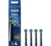 ORAL-B Pro Cross Action Replacement Toothbrush Head Pack of 4, Black – Free C&C