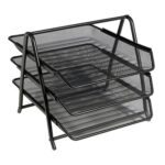 OSCO 3-Tier Wire Mesh Letter Tray Desk Organizer, Black