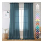 OVZME 2 Panels Sheer Dusty Blue Curtains, 96-Inch Length