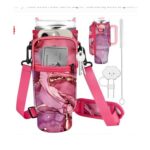 OffiEase Water Bottle Holder for 40oz Stanley Bottle – Pink Marble