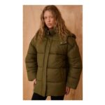 Olive Oversized Hooded Puffer Jacket