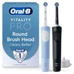 Oral-B Vitality Pro – 2x Electric Toothbrushes For Adults, 2 Toothbrush Heads, Black & Blue