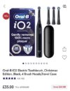 Oral-B i02 Electric Toothbrush, Christmas Edition, Black, 4 Brush Heads, Travel Case