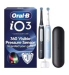 Oral-B iO3 Matt Black & Ice Blue Electric Toothbrush Duo Pack