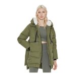 Orolay Womens Hooded Thickened down Puffer Coat, Green XL
