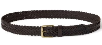 Osprey London Mens Dean Plaited Brass Buckle Leather Belt