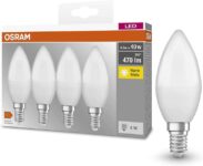 Osram Candle Shape Base Classic B LED Lamp, Plastic, Warm White, E14, 5.7 W, Set of 4
