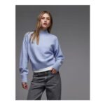 & Other Stories Mock Neck Jumper in Light Blue XS
