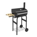 Outsunny Charcoal Grill with Shelves, Lid, Thermometer