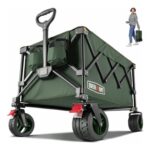 Overmont 200L Folding Festival Trolley on Wheels Green