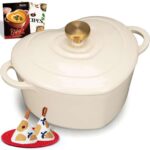 Overmont 2L Enamelled Cast Iron Dutch Oven – Heart-Shaped Casserole Dish