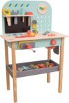 Owl & Fox Wooden Workbench, Pretend and Play Tool Workshop, with Saw, Spanner, Hammer, Screws and Accessories, Role Play for Kids 3, Sustainable, Traditional & Stylish, 54.5 x 32 x 85 cm (h)