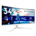 PHILIPS Evnia 34M2C5501A – 34 inch WQHD Curved Gaming Monitor, 180 Hz, 1 ms, FreeSync Premium, Ambiglow