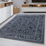 PHP Modern Carpet Runners Rugs Bedroom – Floral Patterned Low Pile Traditional Oriental Rug for Living Room (Grey – 0210, 60 x 110 cm (2 ft x 3 ft 7))
