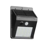 PIR Motion Sensor LED Solar Security Wall Light, 270 Lumen, 1200mAh, 6000K, Black w/code