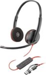 POLY HP Blackwire 3220 Wired Headset – Hi-Fi Stereo Sound – Noise-Canceling Mic
