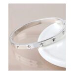 POM Silver Plated Crystal Stars Hinged Bangle