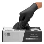 PRAIMA Black Nitrile Gloves, Latex-Free and Powder-Free, Pack of 100