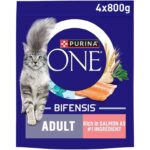 PURINA ONE Salmon Dry Cat Food 800g (Pack of 4) (£14.43 / £12.91 max S&S)