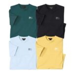 Pack of 4 Mens Round-Neck T-Shirts – Blue Green Yellow Black
