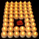 Pack of 50 Aku Tonpa 50 Pack Lasts 2X Longer White Realistic Flameless Tealight Candles, Batteries Incl. – Sold by Yutime / FBA