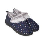 Padders Ladies Slippers 2E Side Stitched Washable – Navy Woven Spot